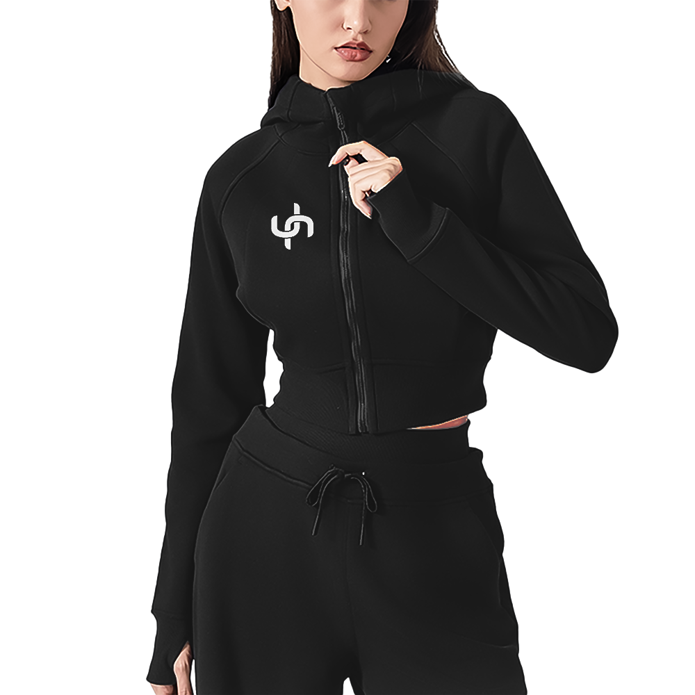 un/BRKN Cropped Zip-Through Hoodie